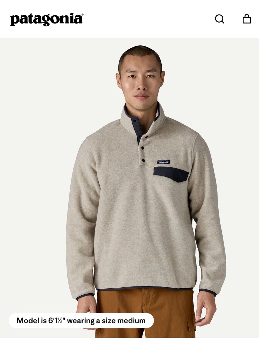 Patagonia Men’s Lightweight Synchilla Snap-T Fleece  Pullover in Oatmeal , XL